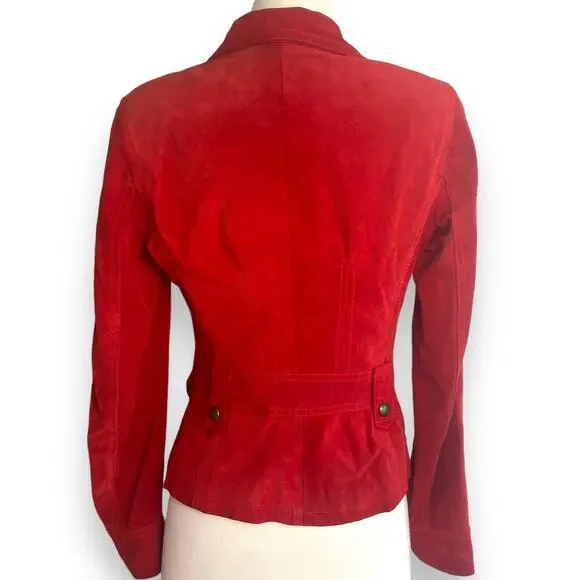 Vera Pelle Masterpelle Handcrafted Italian Cherry Red Suede Italy Leather Jacket - Picture 5 of 13